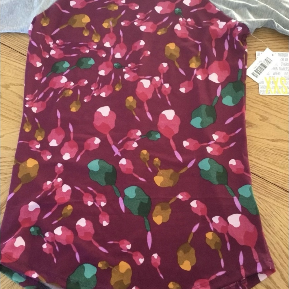 LuLaRoe Randy Tee Top Shirt Floral Geometric Shapes Super Major Unicorn XXSmall